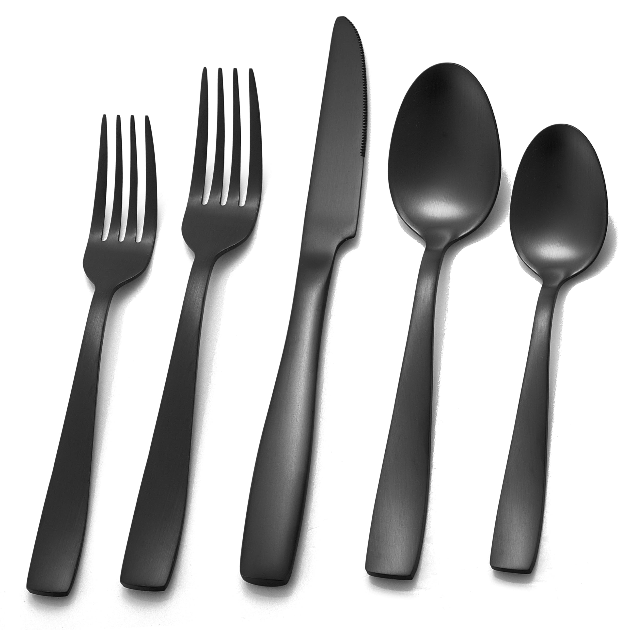 Black Silverware Set, HaWare Stainless Steel Flatware Set for 8, 40-Piece Cutlery Set with Mellow and Full Square Handle, Include Fork Knife Spoon, Dishwasher Safe