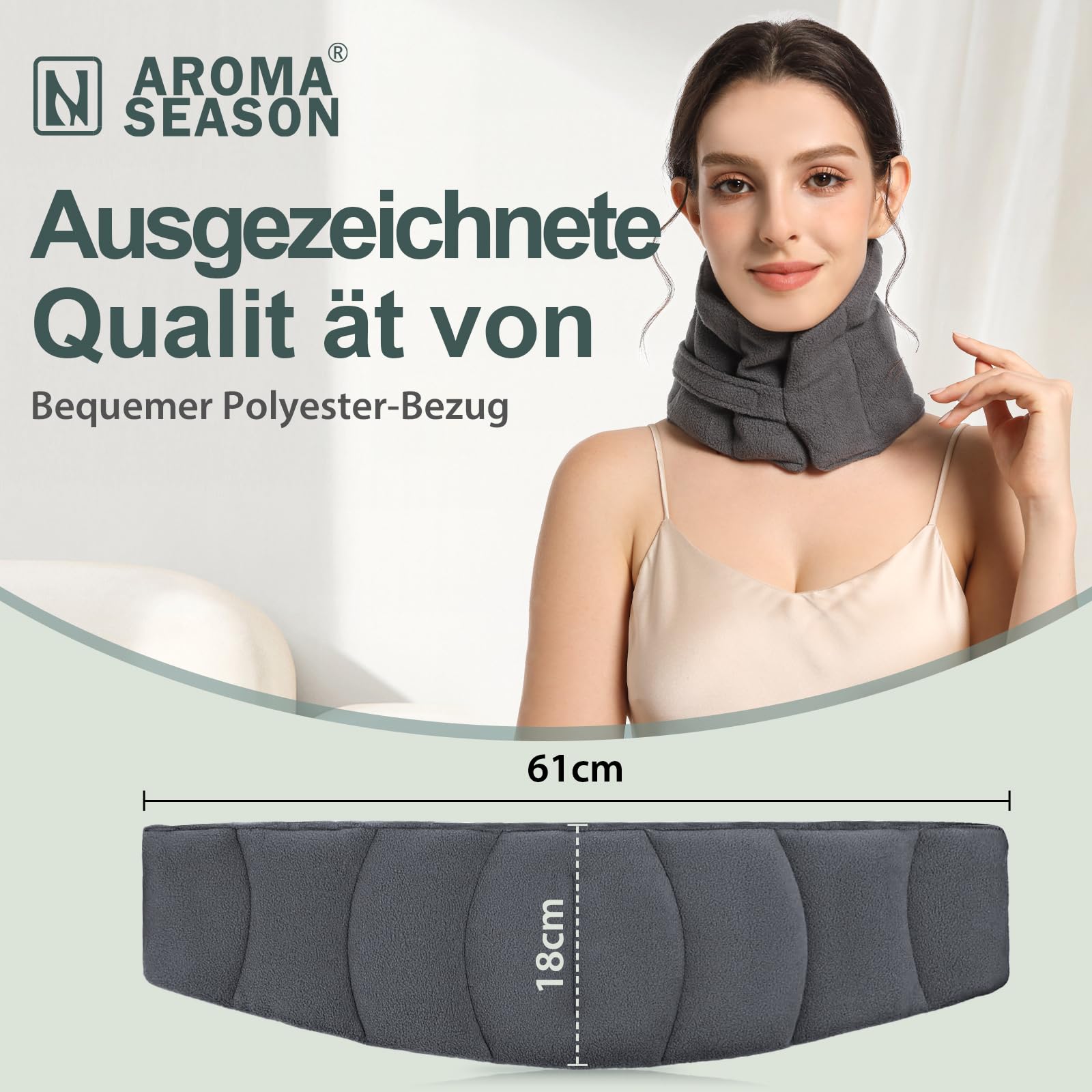 AROMA SEASON Körnerkissen Nacken für Mikrowelle - Wärmekissen Nacken - Wärmepad für Wärmetherapie