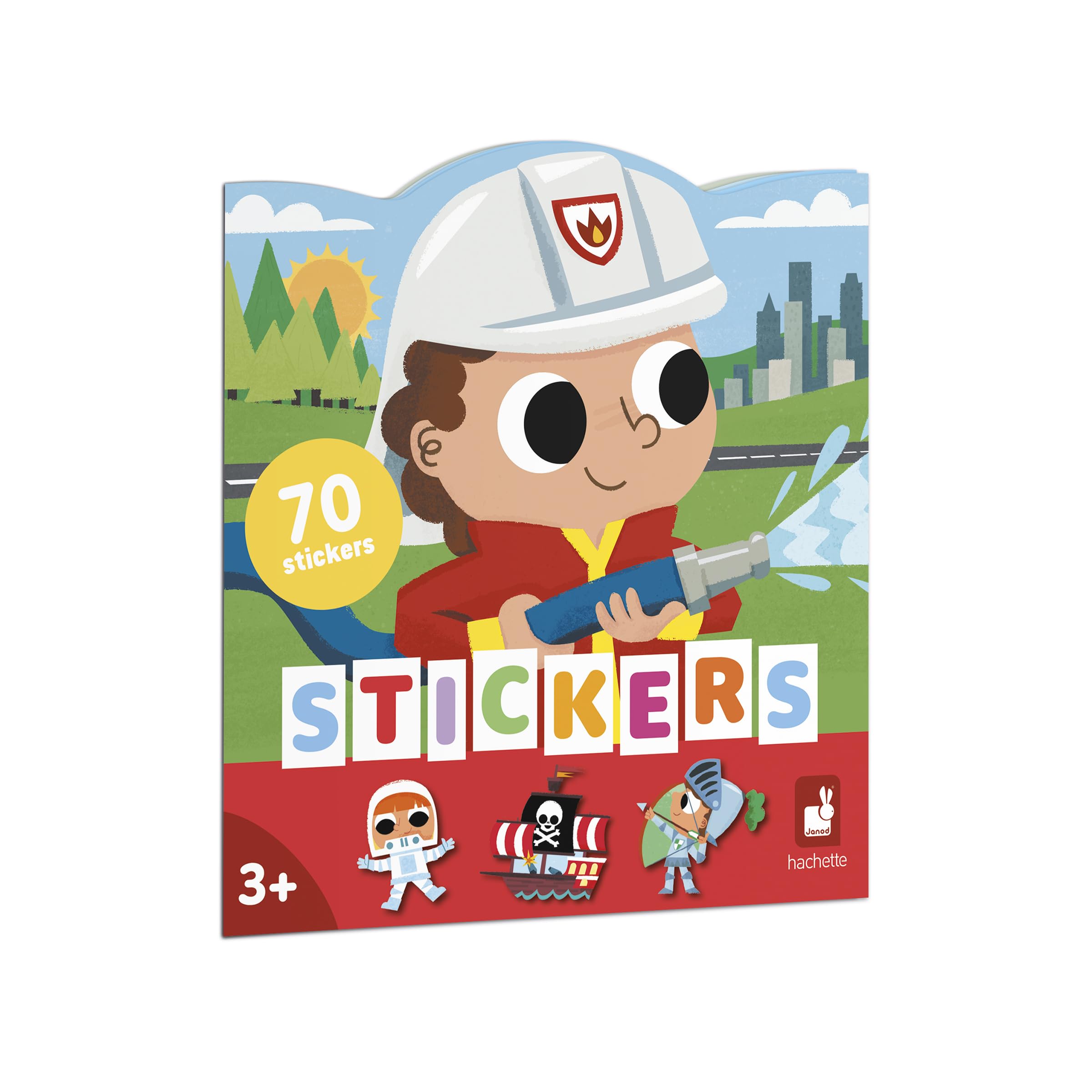 Janod - Sticker Book From 18 months - Adventurers Theme - 12 Pages to Decorate - 8 Pages of Repositionable Stickers - Creative Leisure for Children - Learning Fine Motor Skills & Concentration
