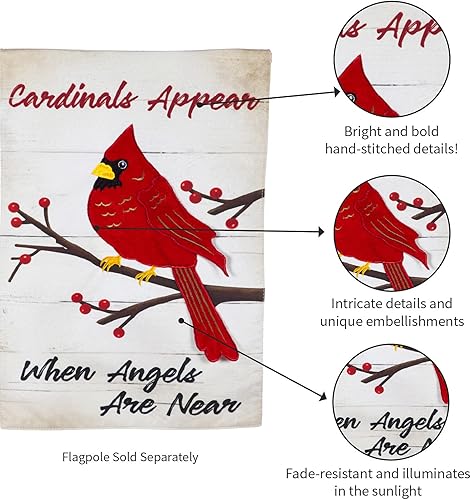 Miniatura 6 de Evergreen Flag Bandera de lino con texto en inglés «When Angels Are Near Garden» | Bandera de jardín de invierno de 12 x 18 pulgadas de doble cara |