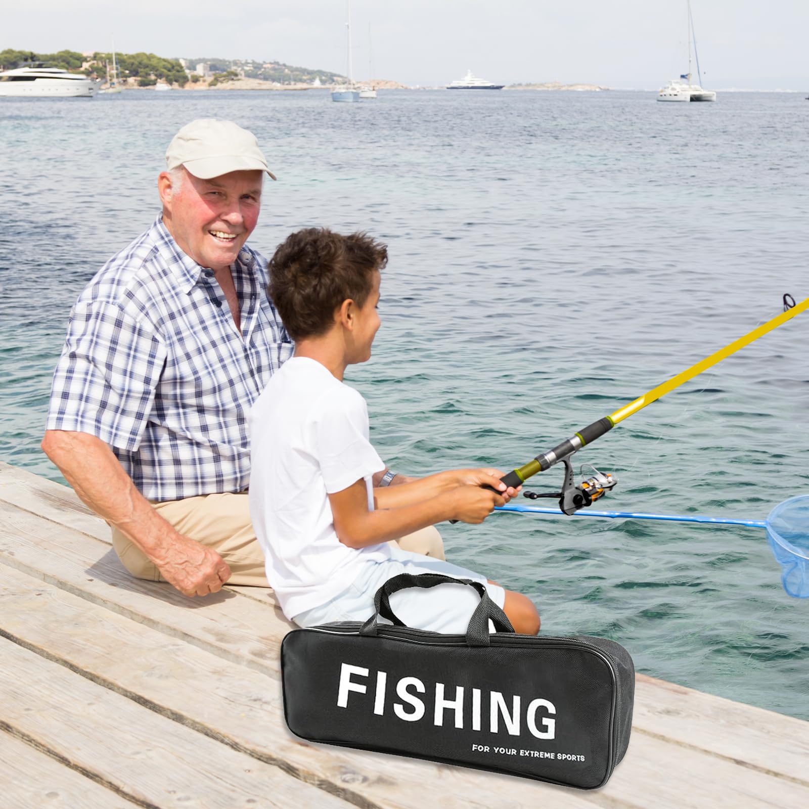 Kit de pêche enfants 1,8 m canne télescopique fibre de carbone moulinet leurres