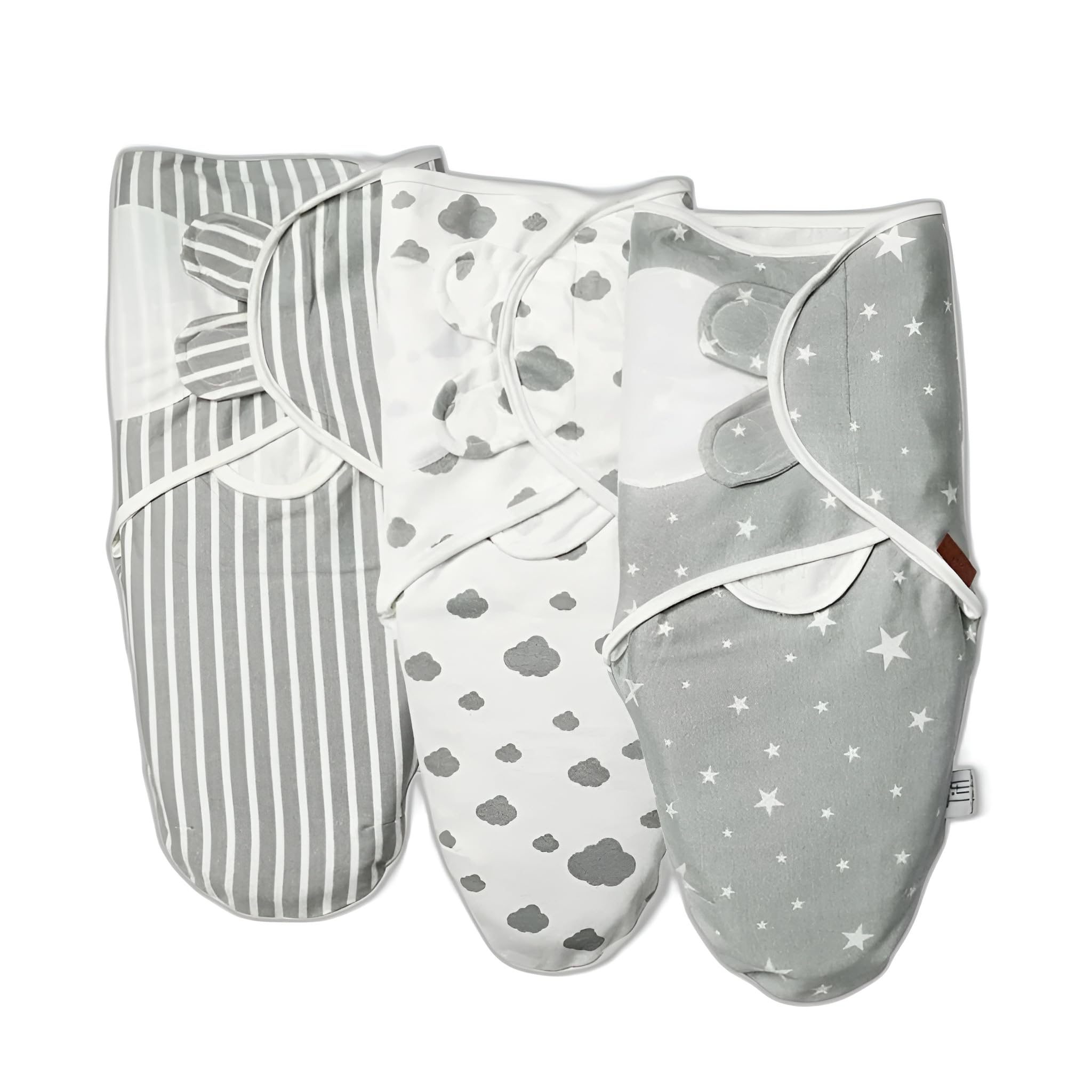 Baby Swaddle 0-3 Months (Pack of 3) – 100% Breathable Cotton, Velcro Swaddle Wrap for Newborns – Hip Healthy Design, Lightweight Swaddling Blankets for Boys & Girls, Newborn Essentials (Grey)