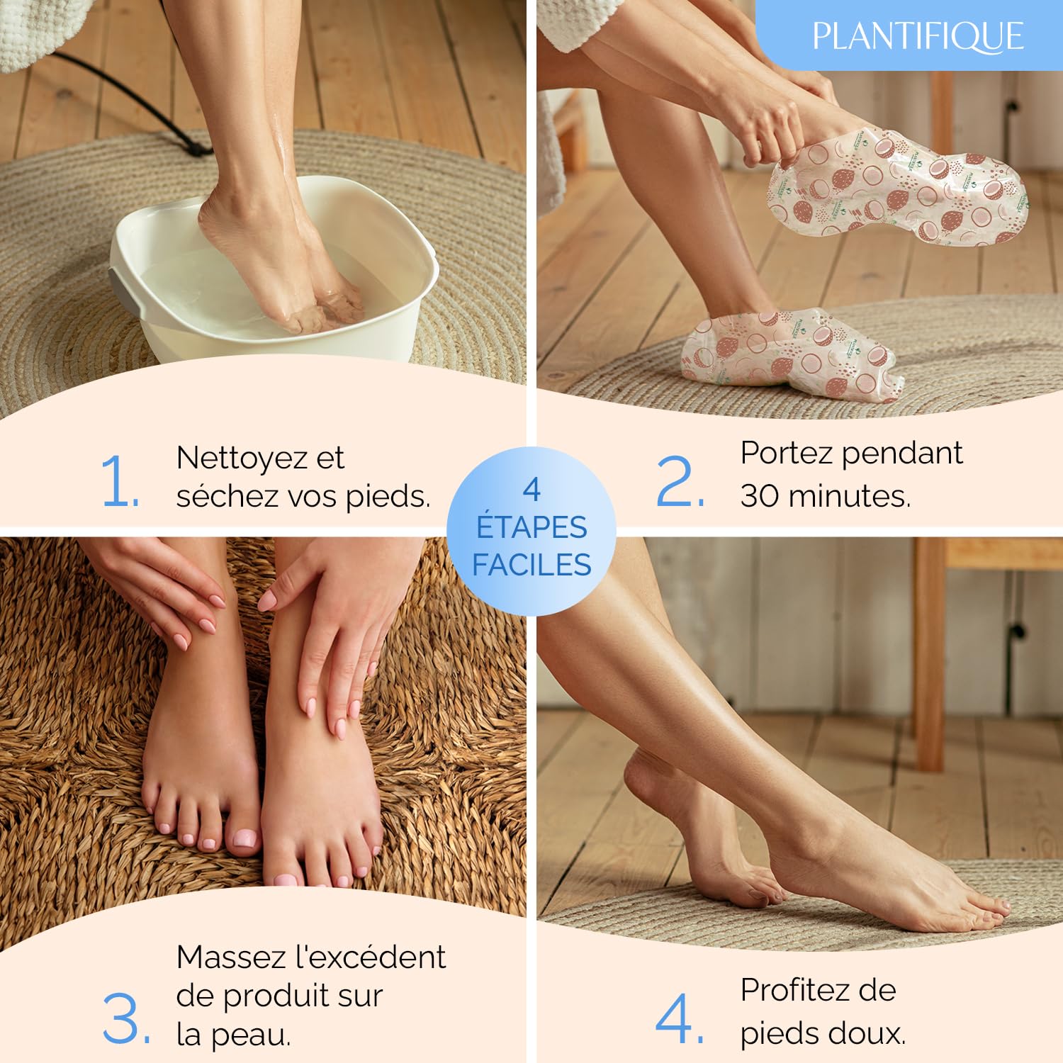 PLANTIFIQUE Masque Soin Pied | Skincare Coréen Crème Talons Très Secs et Abîmés | Chaussette Hydratante Hommes et Femmes | 2 PAIRES