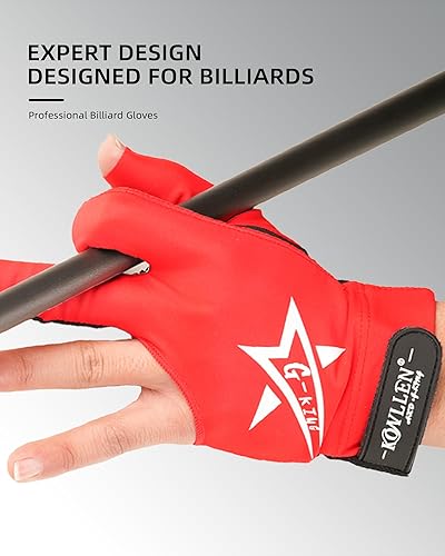 Miniatura 7 de KONLLEN Billiards Gloves for Left HandRight Hand LXL Pool Gloves Professional Non-Slip Adjustable Breathable Snooker Gloves Popular Sizes for Men &
