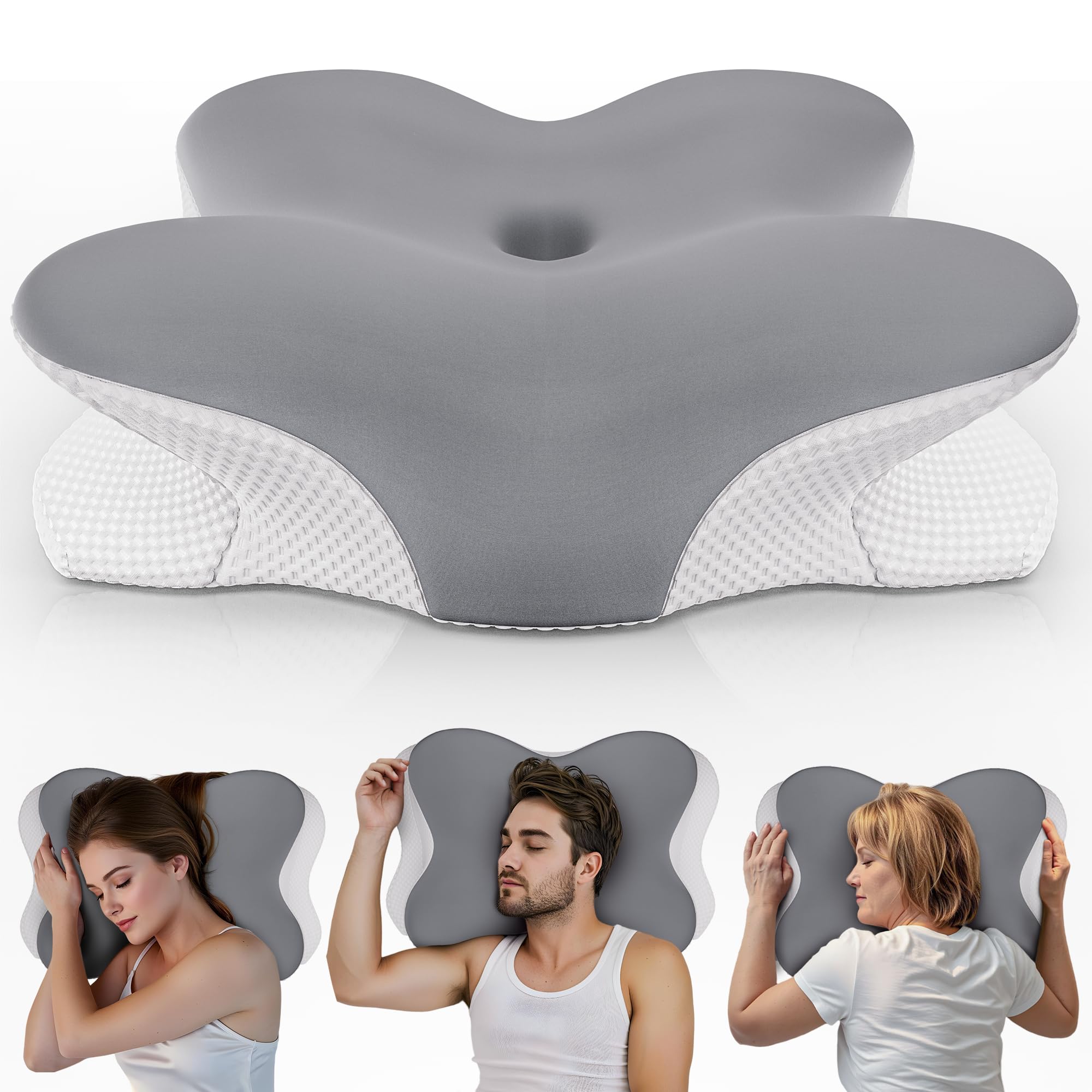 Memory Foam Pillow,Ergonomic Side Sleeper Pillow, Neck Support Pillow for Pain Relief,Orth...