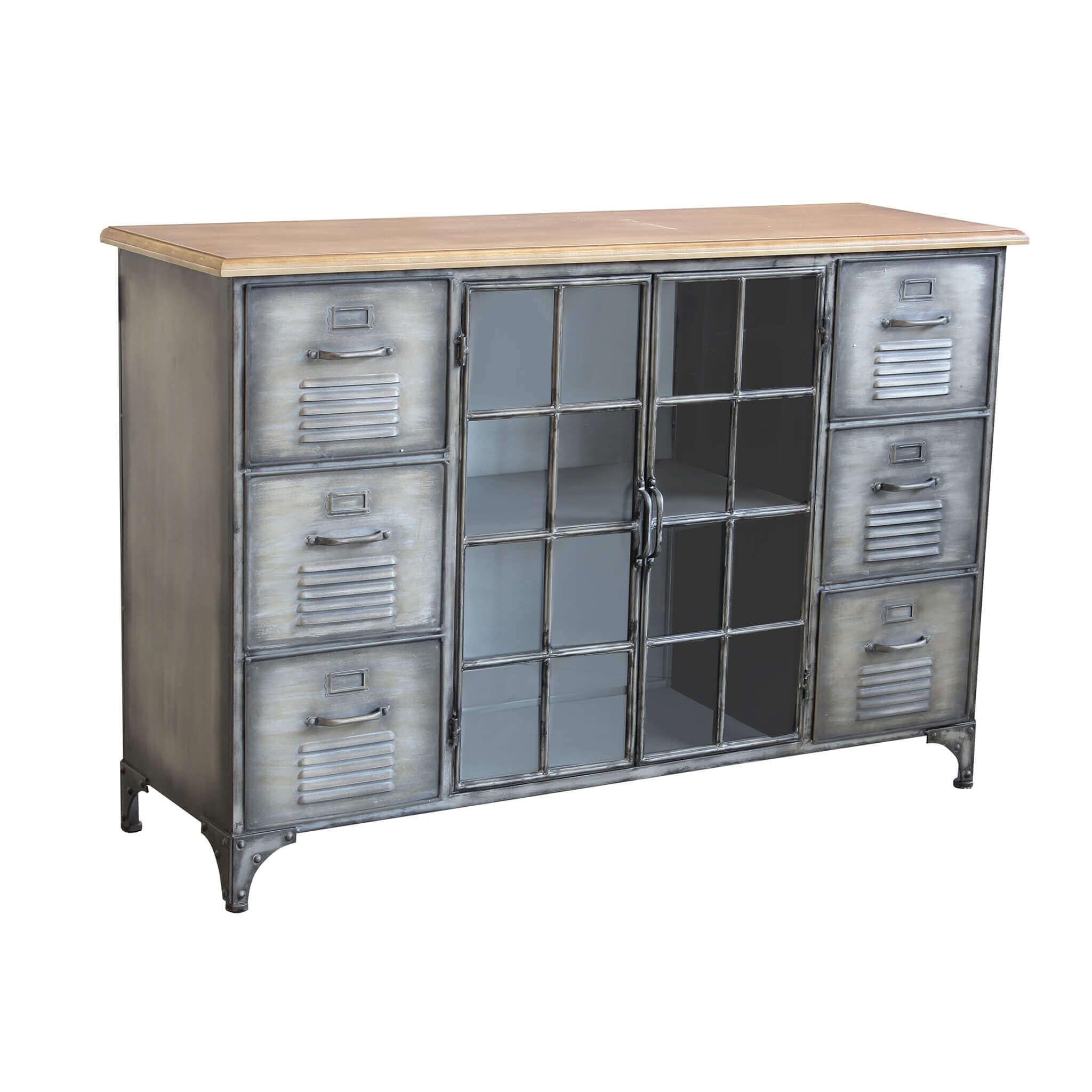 Credenza moderna con 3 cassetti e 3 ante - 135 x 40 x 81 cm - Pannello