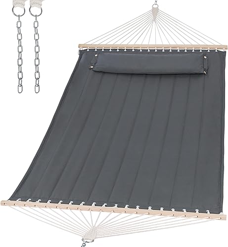 SUNCREAT - Hamaca portátil para árboles con barra separadora de madera maciza, almohada suave extra grande, hamaca resistente para 2 personas para