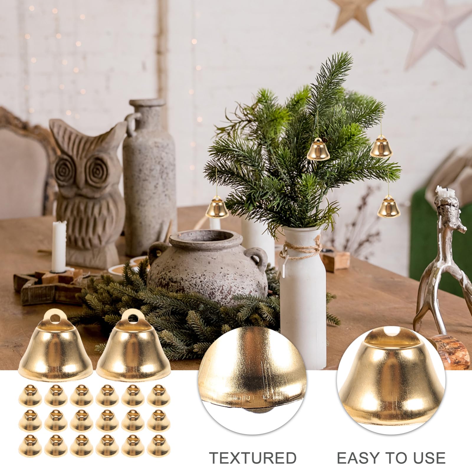 VICASKY 100 Piezas Carillón de Viento de Campana Pequeña Dorada Mini Campanas para Manualidades y Adornos Navideños para Guirnaldas Navideñas y Decoración de Ventanas