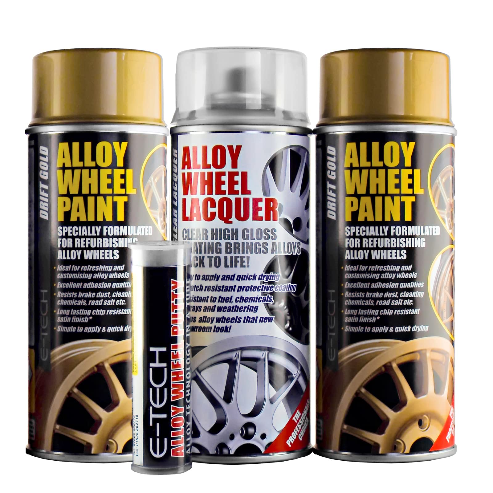 Mp Essentials Drift Gold E-Tech Alloy Wheel Paint And Refurb Kit In Gold Including Gloss Lacquer & Putty Filler For Any Scuffs (Drift Gold)