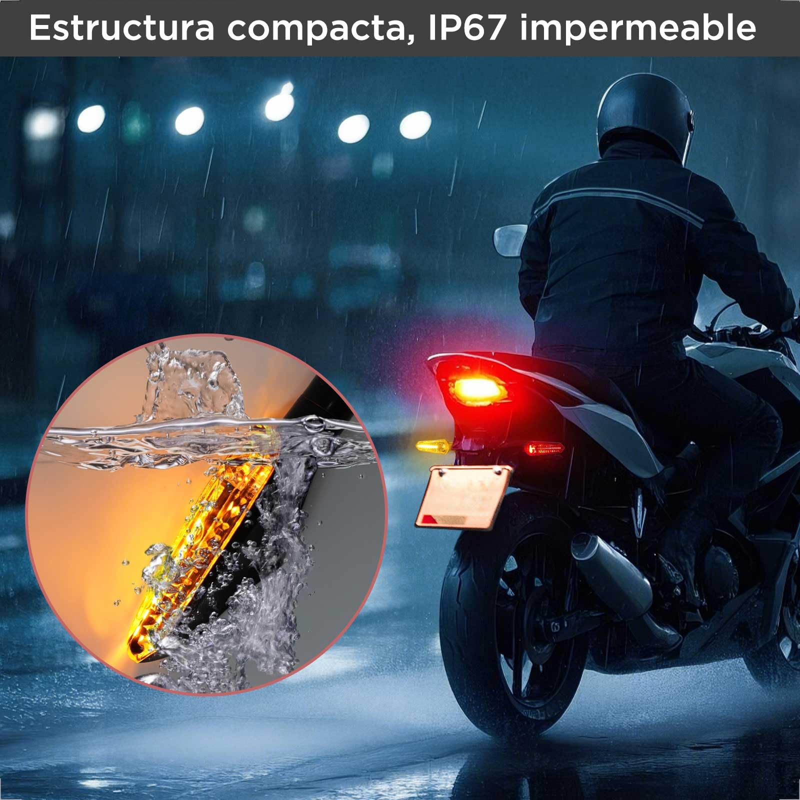 evermotor LED Intermitentes Moto, 12V 2 piezas, Homologados Secuencial Intermitentes para Motocicleta, efecto de marcha IP67 a prueba de agua, luz amarilla y roja