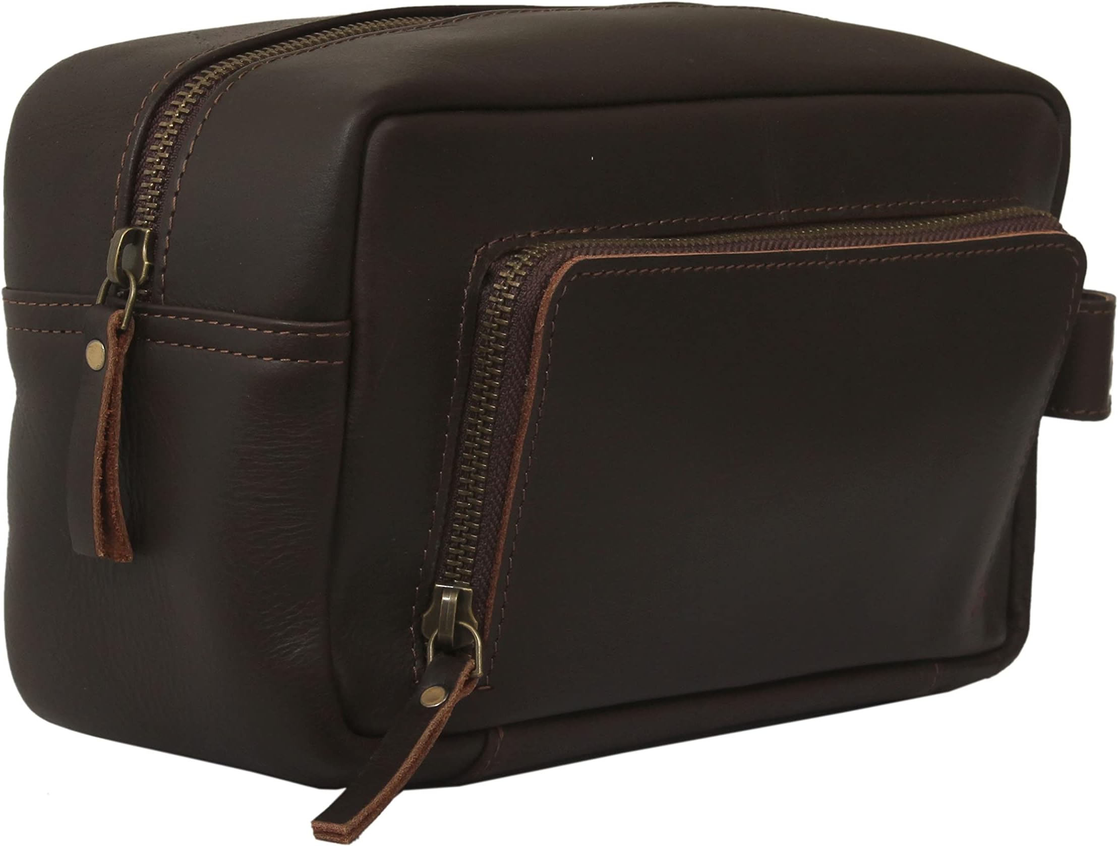 C CUEROMen's Toiletry Bag Leather Travel Toiletry Bag Dopp Kit for Men Shaving Bag for Travel Accessories 101 YEAR QUALITY REPLACEMENT WARRENTY, Dark Chocolate Brown,