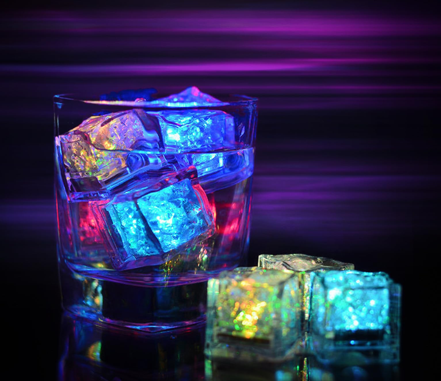 12 cubitos de hielo LED – luminosos intermitentes para bebidas, impermeables y reutilizables, decoración para fiestas, bares, bodas, champán, whisky y cócteles