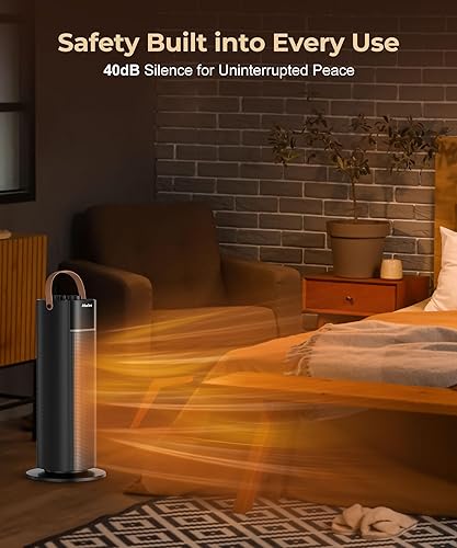 Miniatura 7 de Calentadores de espacio para uso en interiores, calentador portátil con control remoto, calentadores eléctricos de 1500 W con oscilación de 70,