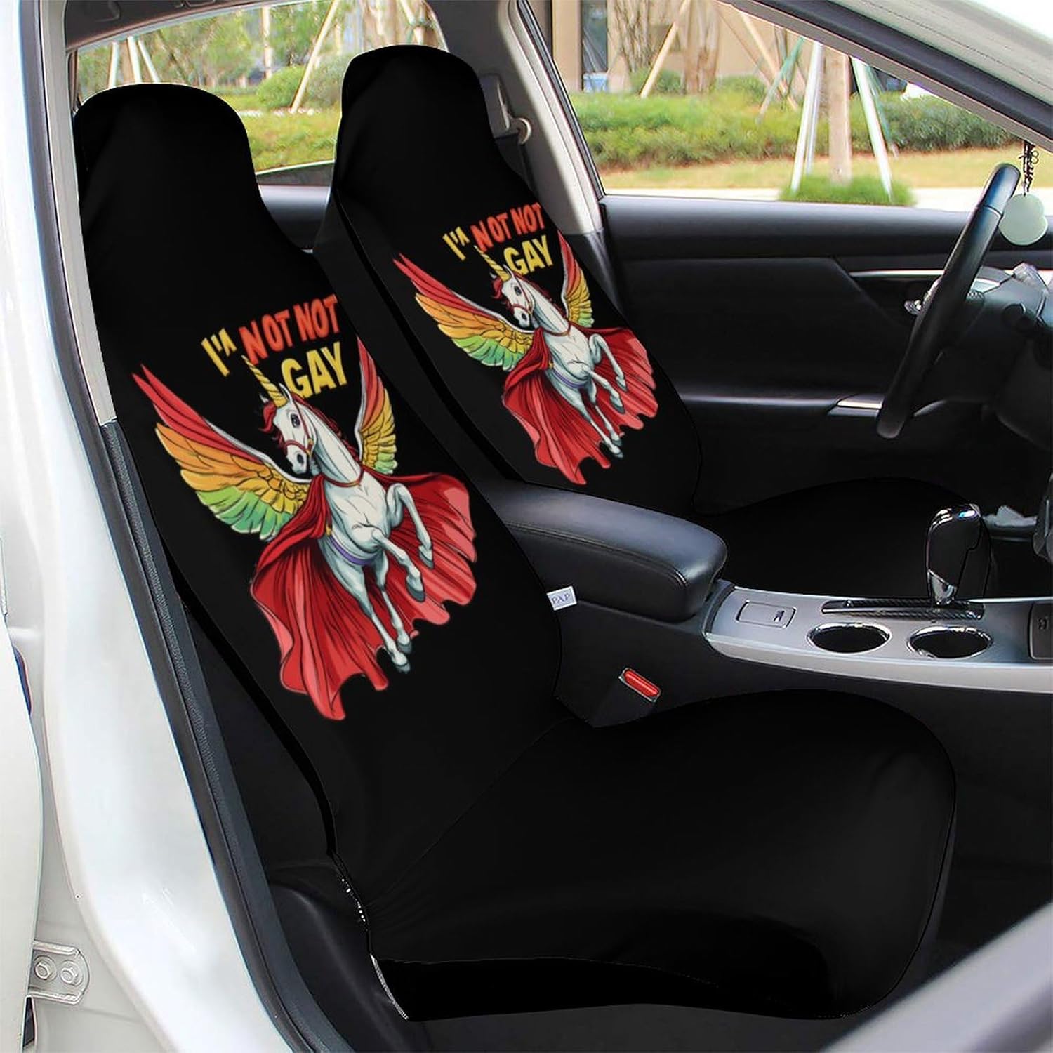 LGBT Unicorn Rainbow Gay Car Seat Covers Universal Car Front Seats Protector Auto Interior Accessories 2PCS