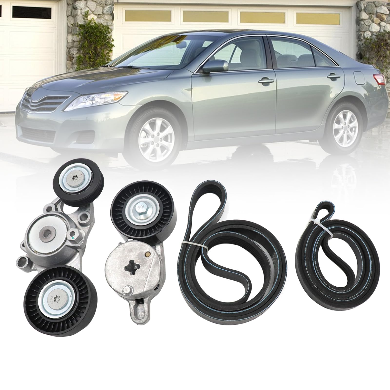 SecosAutoparts Drive Belt Tensioner and Pulley Kit Compatible with Toyota Camry 2.5L L4 2010–2011# 16601-0V010 16620-36030 4PK1240 3PK1200