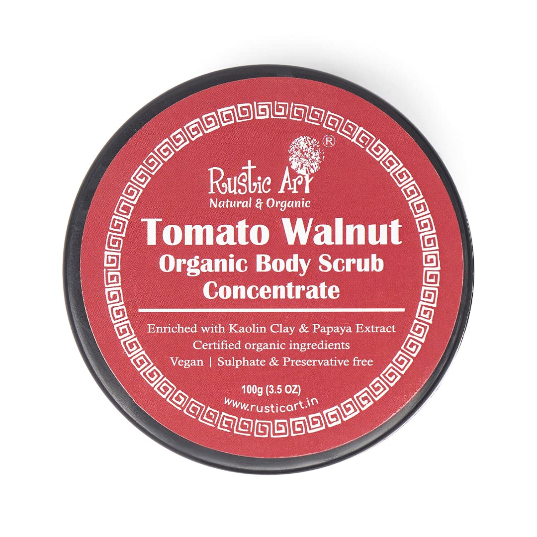 Tomato Walnut Body Scrub Concentrate | Foaming Exfoliant with Walnut Shell & Fruit Extracts | Sulphate and Paraben Free | Smooth, Radiant Skin | 100 g