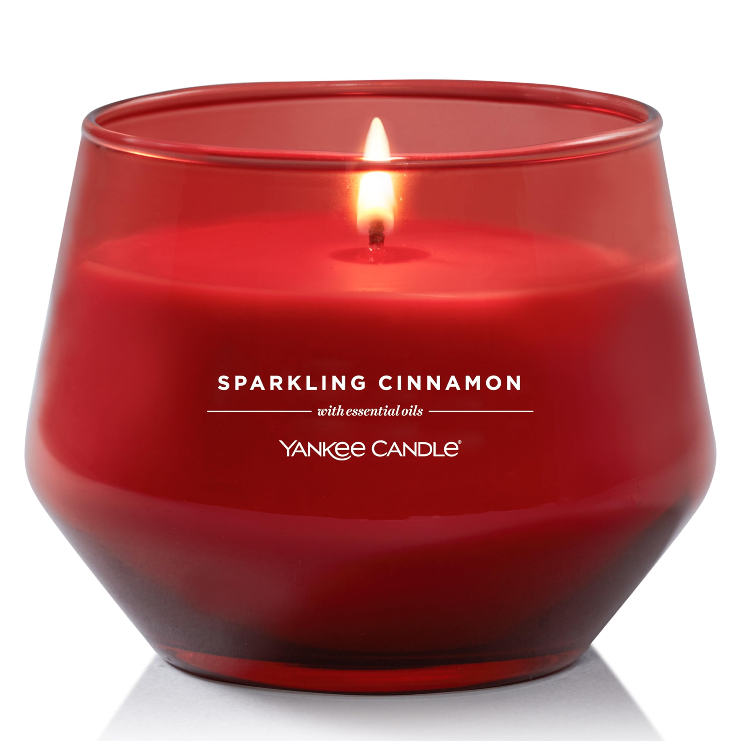 Studio Scented Candle Sparkling Cinnamon Medium Candle Long Burning Candles: 35-50 Hours Stylish Glass Vessel Design with Red Wax Perfect Gifts for WomenGifts for MumWedding Gifts & More
