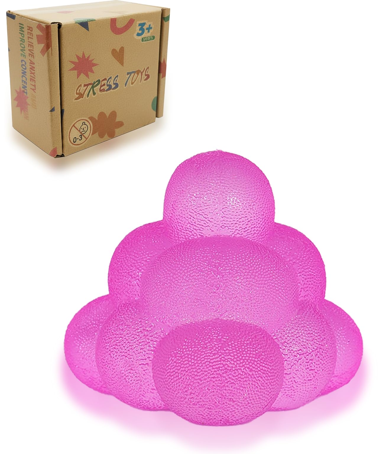 Jiezipeasy Triangle Bubble Squishy Toy - Soft TPR Stress Relief Squeeze Ball - Sensory Fidget Toy for Kids & Adults - Portable Anxiety Relief & ADHD Support (Purple)