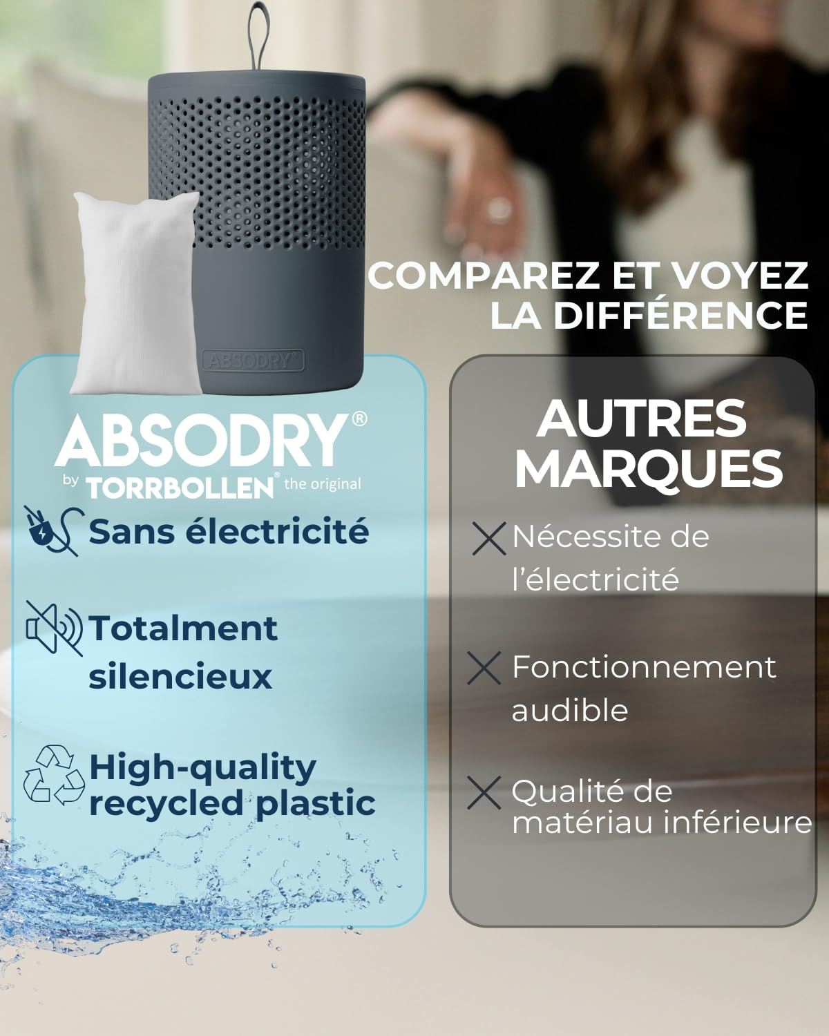 AbsoDry - Recharge déshumidificateur d'air Anti moisissure 8×600 g - Compatibilité Universelle - Empêche Les odeurs & retient l'humidité - Recharge absorbeur d'humidité