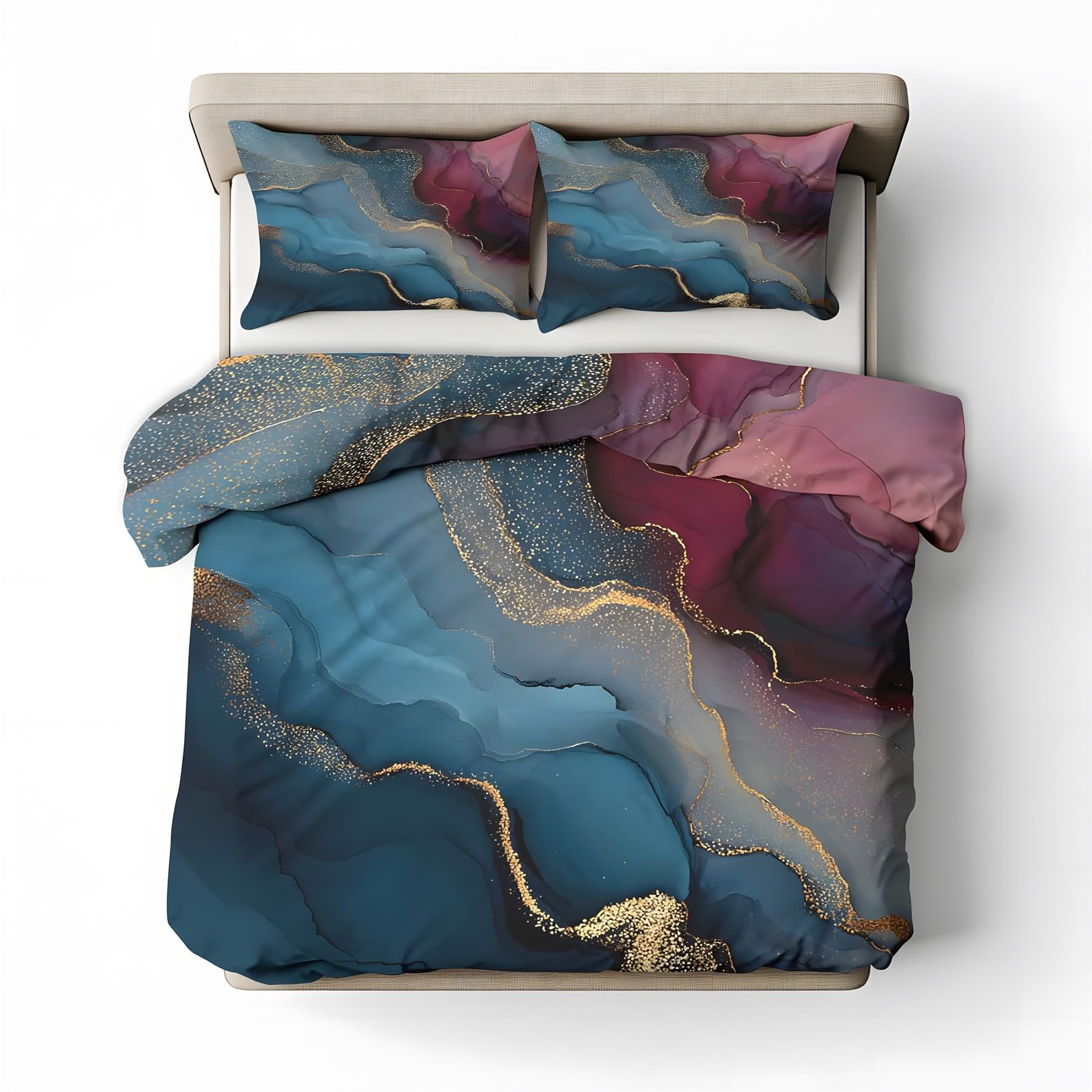 Parure de lit 90x190 enfant bleu-violet avec housse de couette et taies d'oreiller