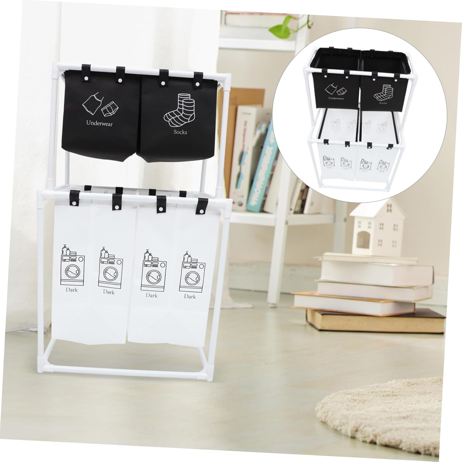Cabilock Large Capacity Laundry Basket with Stand Thick Material Dirty Clothes Organizer for Bathroom Bedroom Nursery Living Multipurpose Storage Hamper for Towels and Cleaning Supplies