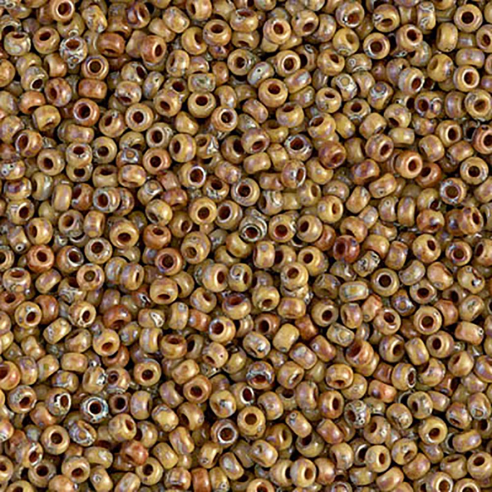Miyuki Round Seed Beads Size 11/0 (2mm), 4517 Opaque Picasso Brown Tan Matte 8 Grams, Japanese Beads for Jewelry Making, Beading, Embroidery, Art and Craft