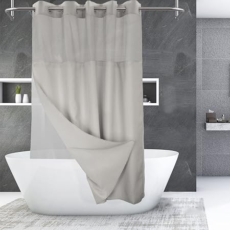Amazon.com: No Hooks Needed Shower Curtain with Waterproof PEVA Liner ...