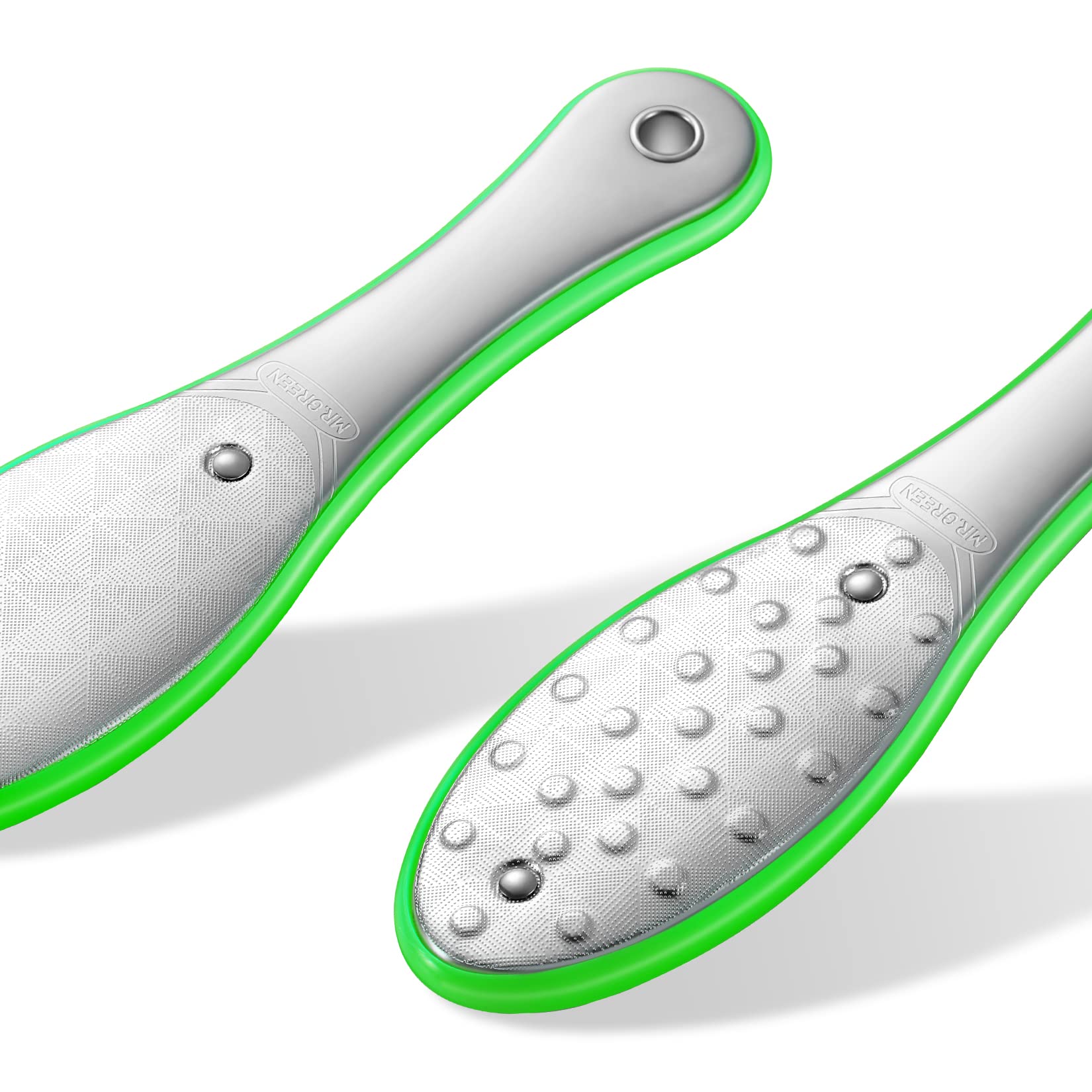 MR.GREEN Foot File Double Sided Pedicure File Foot Care Tool Foot Scraper Professional Hard Skin Remover Stainless Steel Foot Rasps (Green)