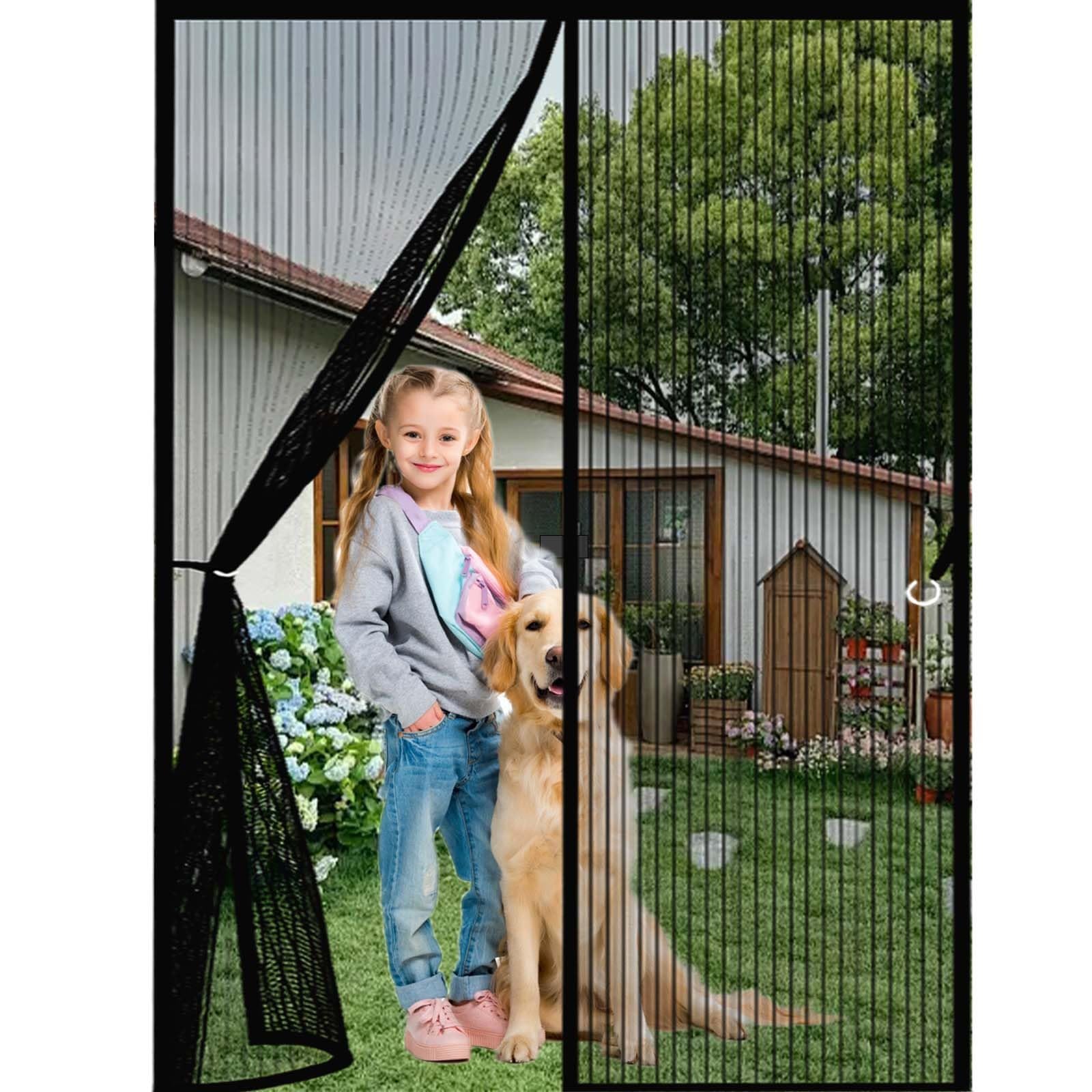 Feijdon Black Magnetic Door Screen 100X210cm(Widthxhigh) Durable, Keeps Bugs Out, Kid And Pet Friendly Mosquito Proof Door Curtains Lets Fresh Air In, Hundreds Of Sizes,