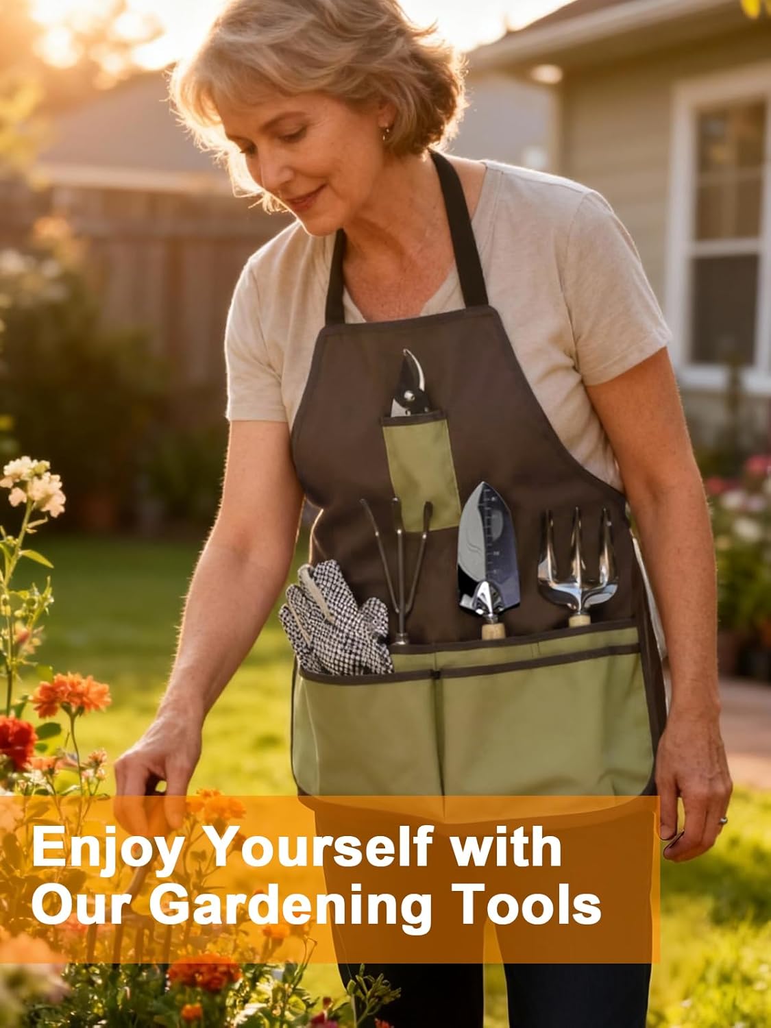 Gardening Tools Set 11 PCS, Heavy Duty Stainless Steel Garden Tool Kit with Large Garden Tote Bag & Apron, Durable, Ergonomic Hand Tool, Ideal Gardening Gift for Women, Men, Mom, Dad - Image 3