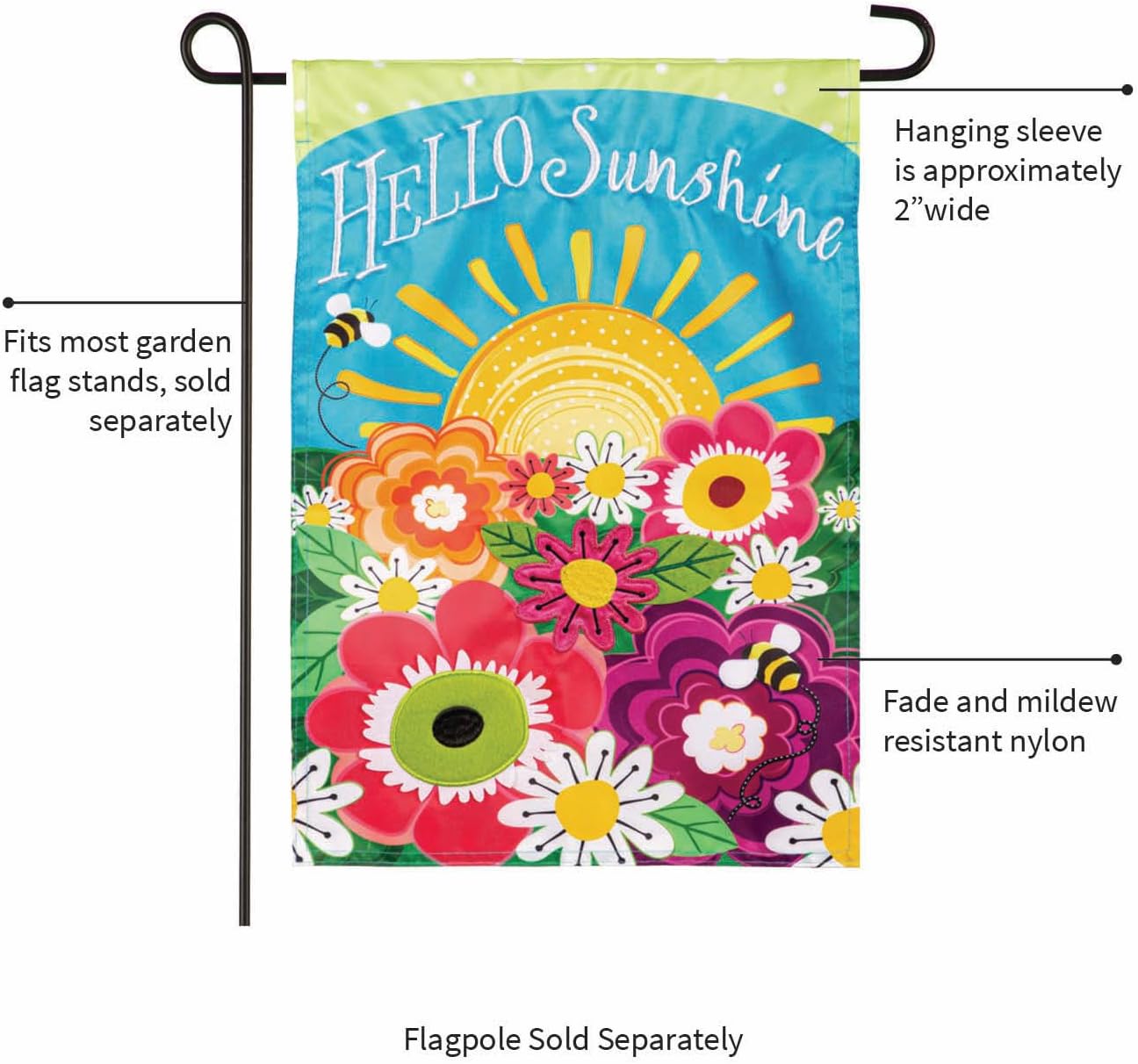 Evergreen Flag Hello Sunshine Summer Garden Flags 12x18 Double Sided for Outside, Outdoor Summer Decorations for Home