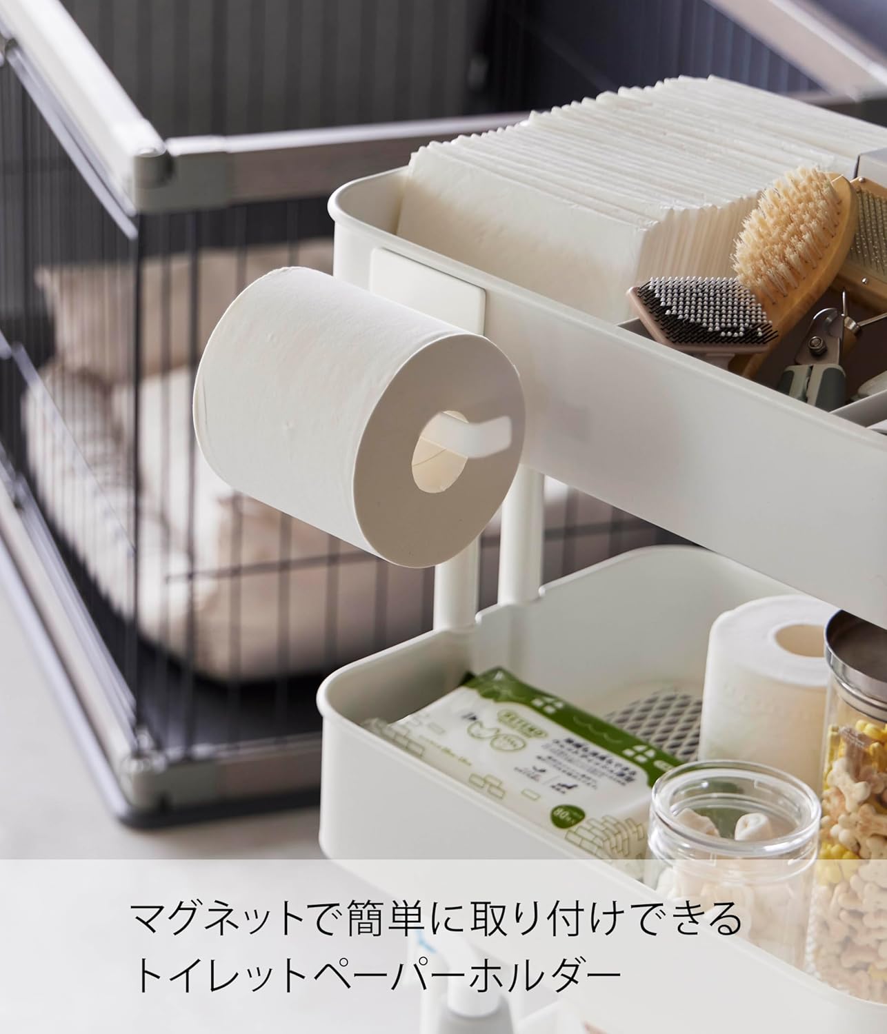 Yamazaki 2111 Magnetic Toilet Paper Holder, White, Approx. W 5.5 x D 2.8 x H 3.0 inches (14 x 7.2 x 7.5 cm), Tower, Pet Supplies, Paper Dispenser, Easy Setting