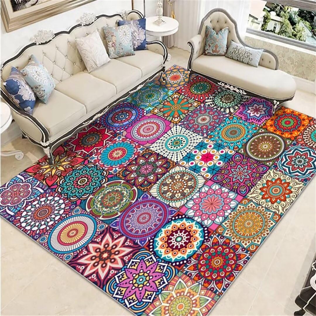 Tapis de fleurs colorées lavable et facile d'entretien pour espace de vie et chien
