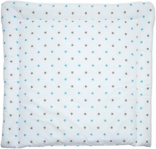 KraftKids Wickelauflage in graue blaue Sterne auf Weiss, Wickelunterlage 60x70 cm (BxT), Wickelkissen