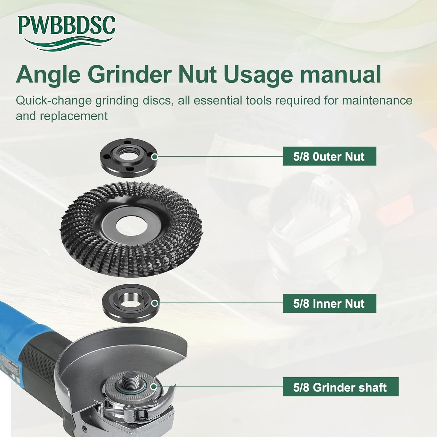 5/8”-11 Angle Grinder Nut Angle Grinder Wrench Kit, Flange Metal Lock Nut Fit for 4.5"/5"/7" Grinder, Replace 193465-4 (12+1/Pack)