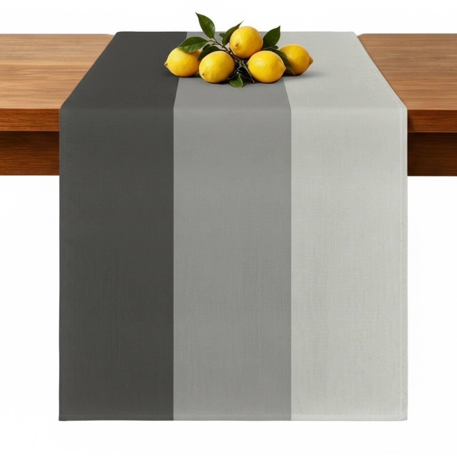 Gray Black Table Runner Washable Linen Look 40 x 183 cm Rustic