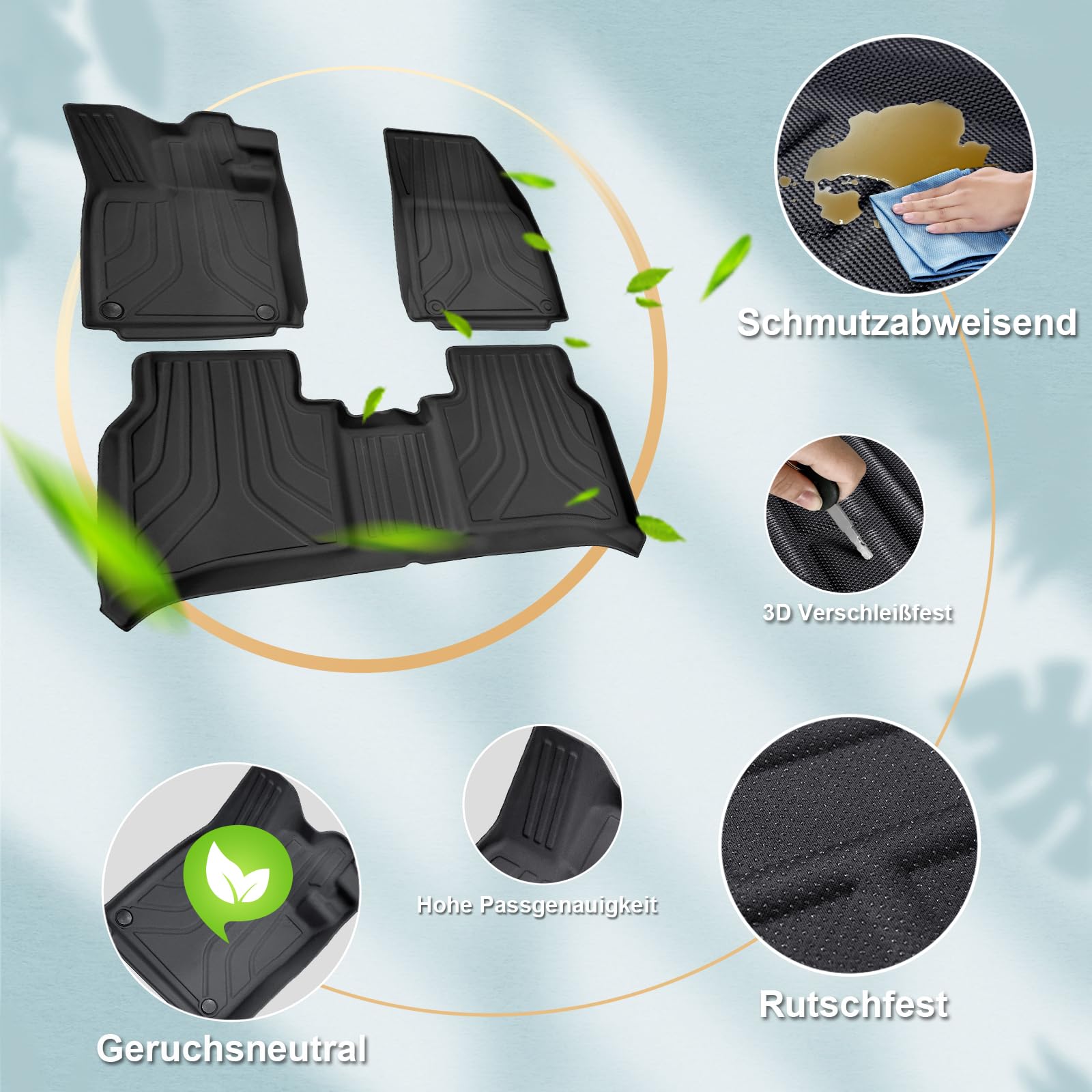 GAFAT Compatibel met VW ID.7 2024 2025 2026 vloermatten, ID.7 vloermatten, TPE, all-weather rubberen matten, origineel 3D-scan, hoge rand 5-7 cm, ID7 accessoires