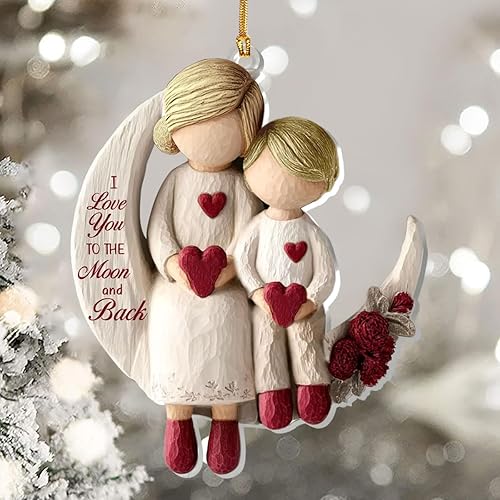 Miniatura 3 de Jesuspirit Adorno de Navidad para abuela y nieto  Madre y yo, adorno acrílico para abuela, primer 2025 (I Love You to The Moon and Back - Niño)