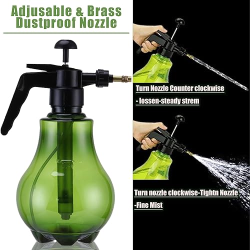 Miniatura 6 de Pulverizador de bomba de jardín manual de 0.4 galones, botella de agua a presión para césped y jardín con boquilla de latón ajustable para plantas y