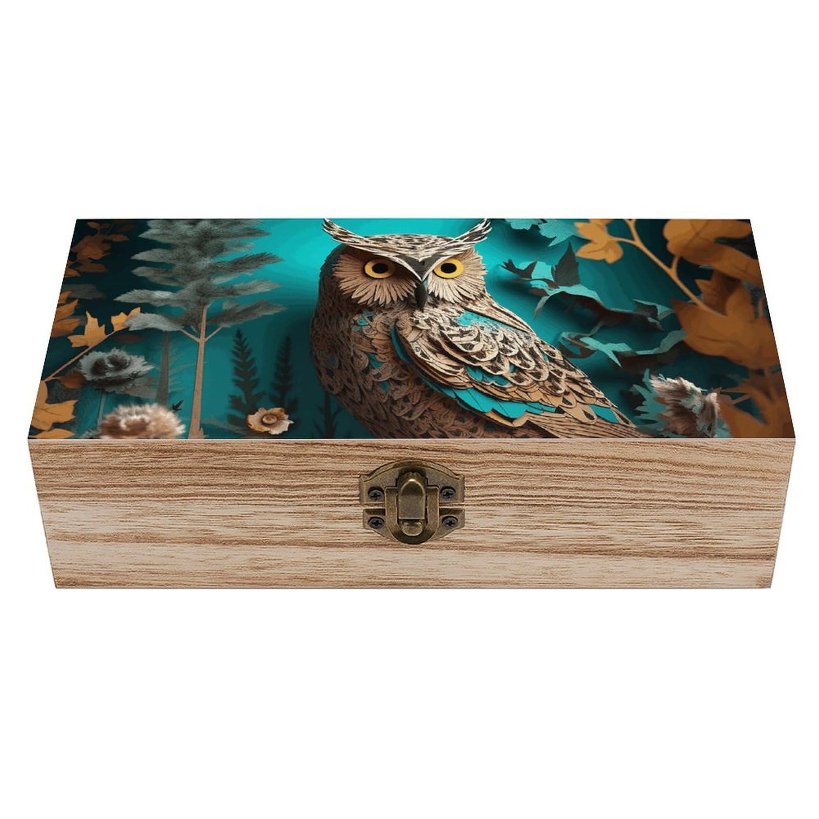 LZQPOEAS Owl Wooden Storage Box Small Decorative Box with Hinged Lid Handmade Elegant Keepsake Storage Box for Jewelry, Photos, Trinkets, Letter Gifts, Small Heirlooms