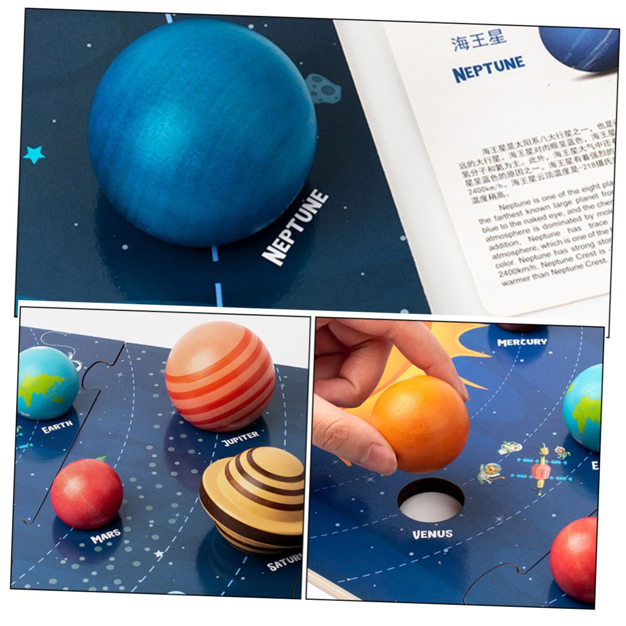 Juguete Educativo de Madera de Ocho Planetas para Niños, Rompecabezas