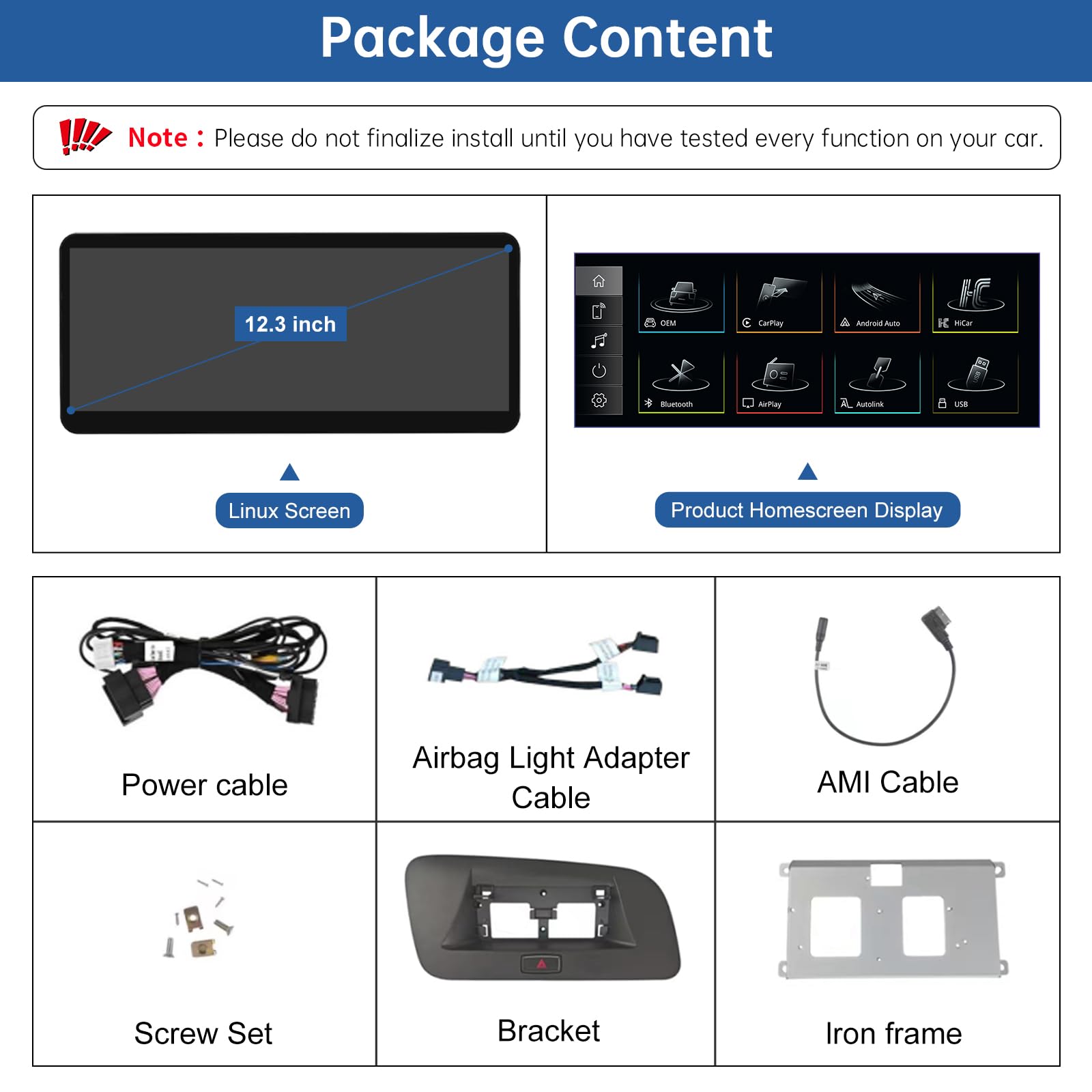 Road Top 12.3 Pulgadas de Radio de Coche inalámbrico CarPlay Pantalla táctil para Audi Q5 2009-2017 Año con 3GMMI, Radio de Coche estéreo Multimedia Pantalla, Soporte Android Auto,Mirrorlink