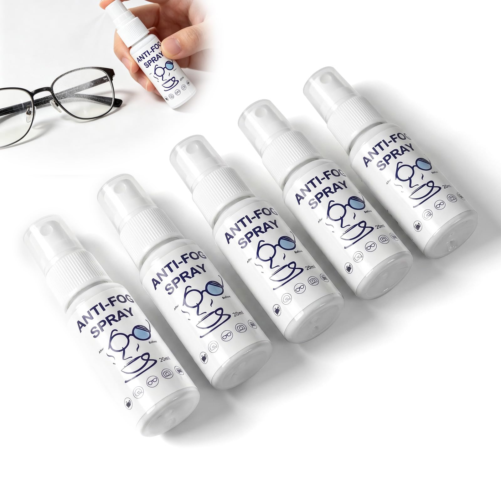 FunnAura Anti Fog Spray for swimming, 5 Pack Multi Use Anti Fog Spray for Glasses & Swim Goggles and Car