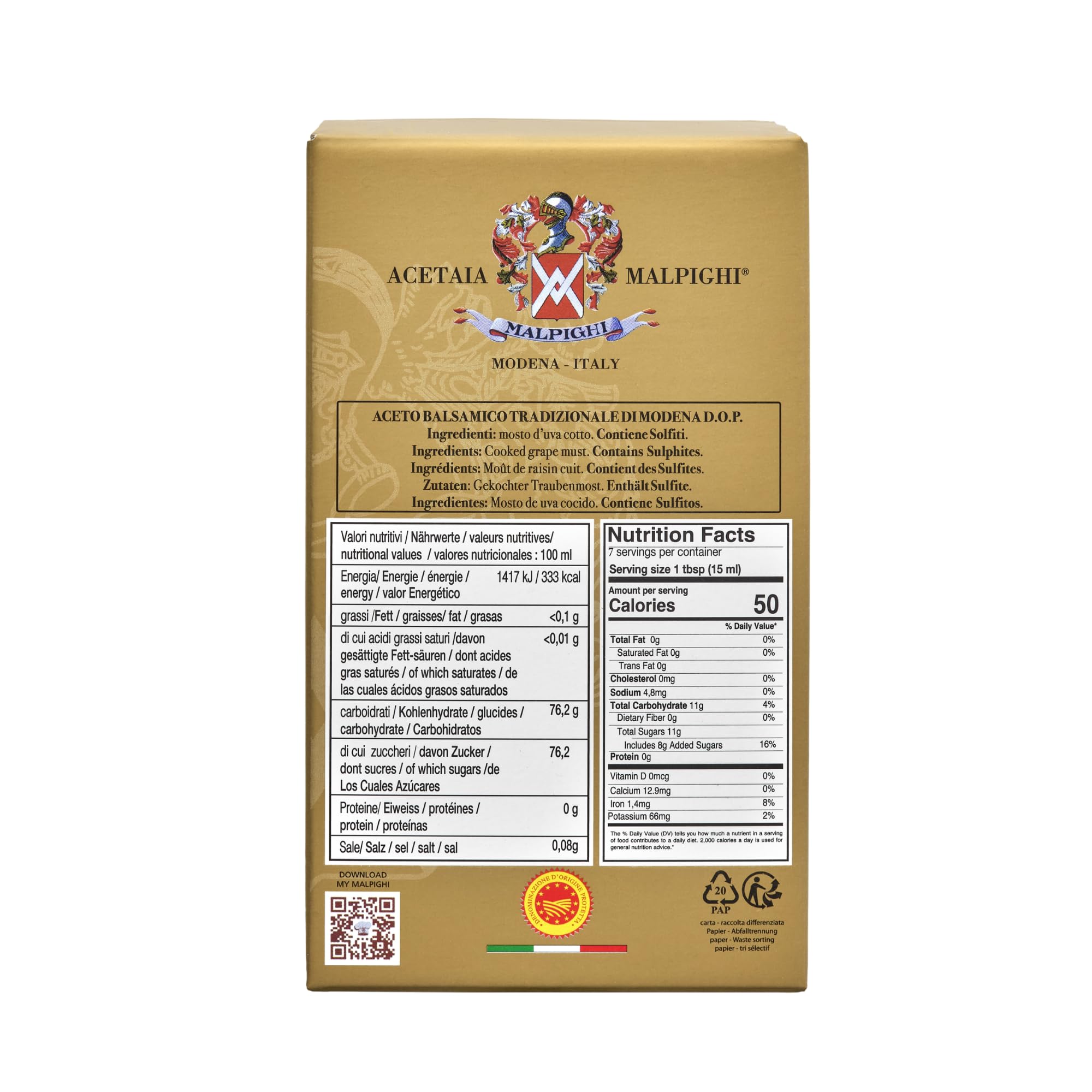 Acetaia Malpighi – Tradycyjny Balsamiczny Ocet z Modeny DOP Extravecchio, Ponad 25 Lat – 100 ml – Tylko Gęsty Moszcz – Wybór dla Haute Cuisine