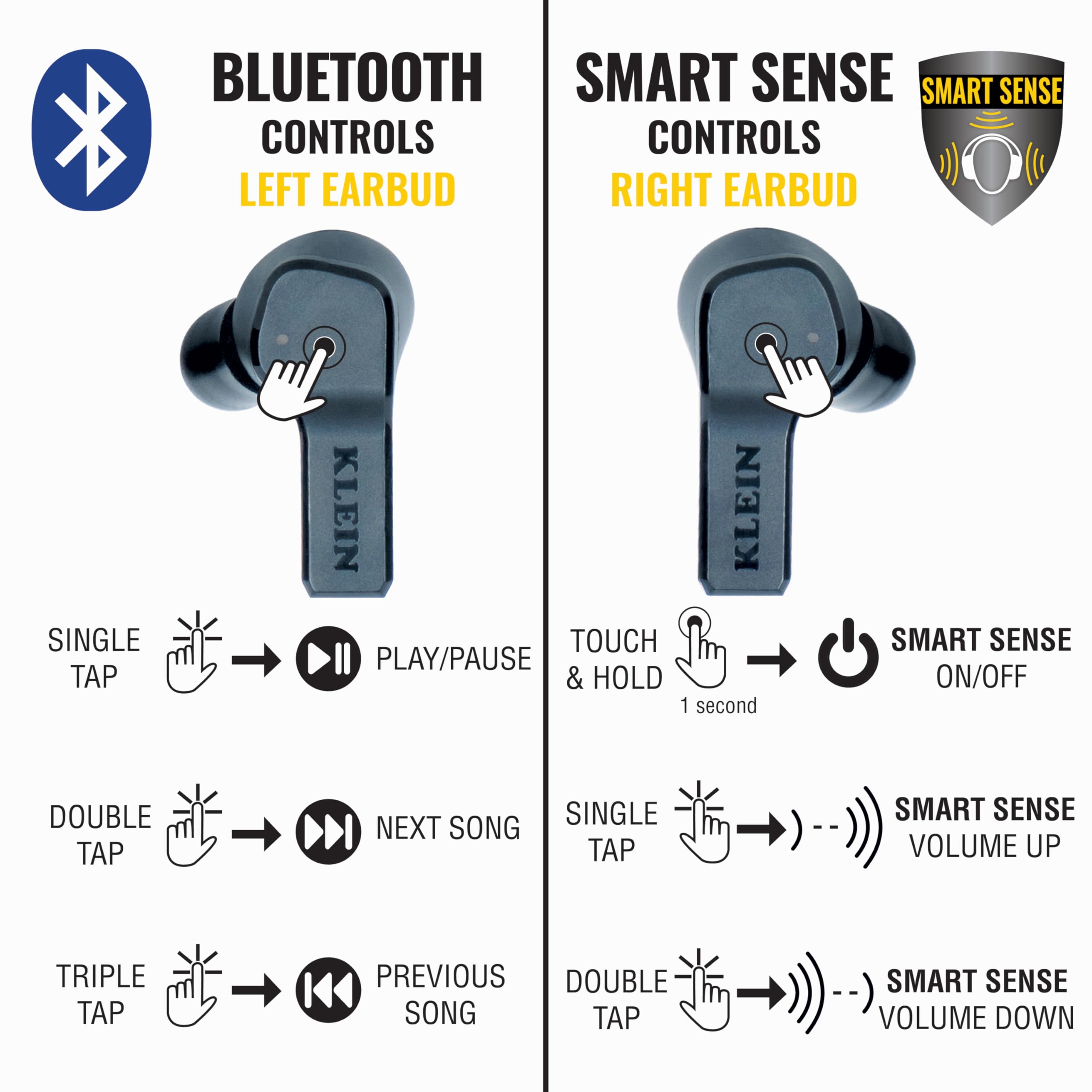 KLEIN TOOLS AESEB1S Smart Sense True Wireless Auricolari di sicurezza con Bluetooth e consapevolezza della situazione, protezione dell'udito 26 dB, durata 30 ore