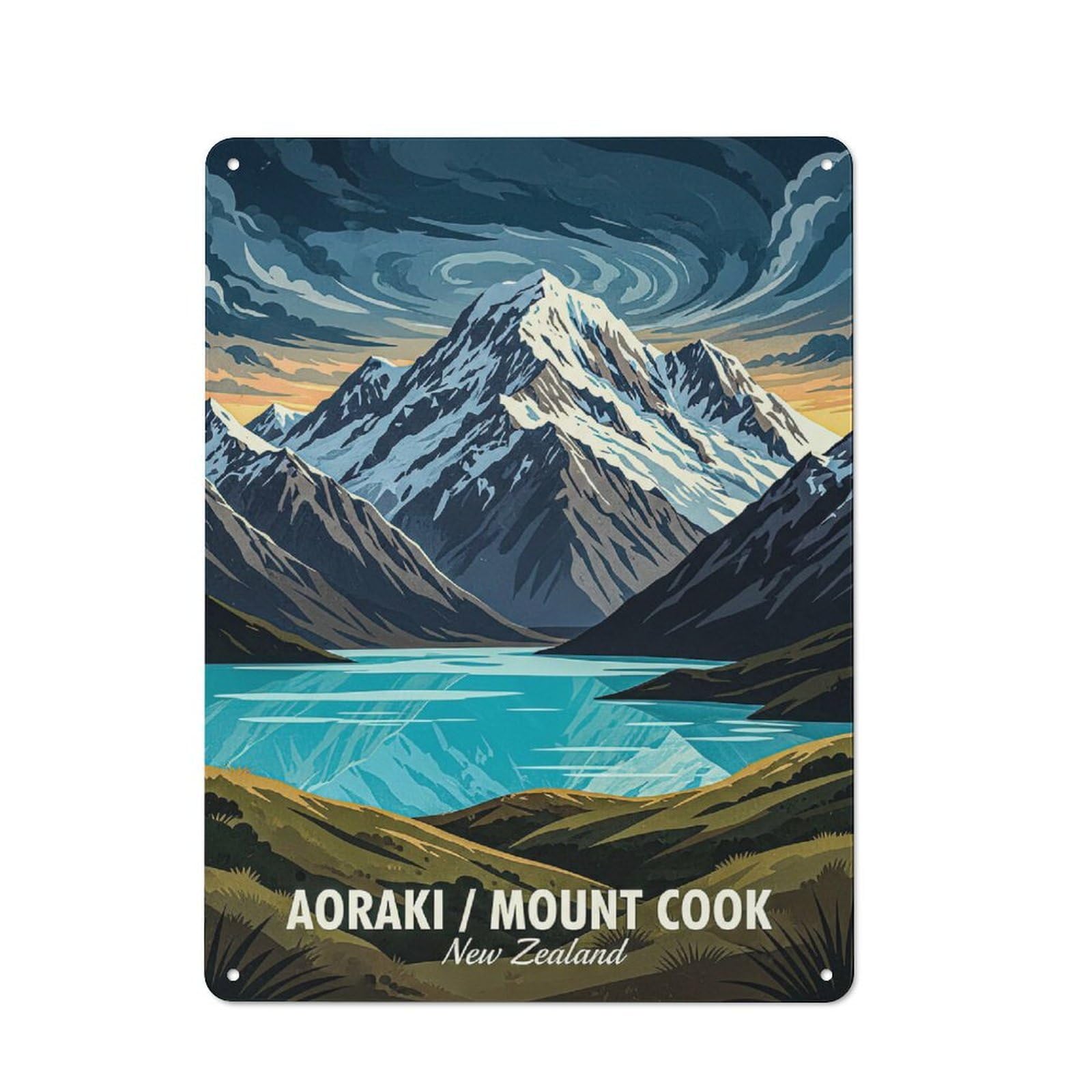 Junmoney Style-22 Garage Style Aoraki Mount Cook New Zealand Retro Metal Sign 40X30cm, Workshop Wall Decor For Workshop, Basement, Shed Or Games Room