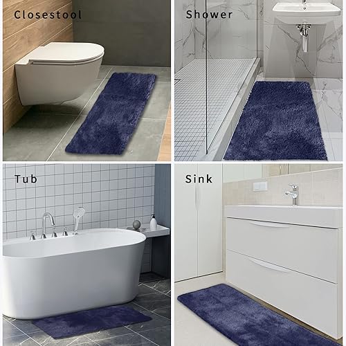 Miniatura 5 de FIFU Alfombra de baño de 24 pulgadas de ancho x 48 pulgadas de largo, tapetes de baño para baño, dormitorio y cocina, parte trasera de látex de goma