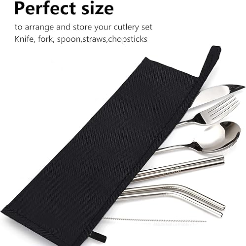 Miniatura 7 de Estuche para palillos sin palillos reutilizables bolsa de palillos de viaje, estuche de transporte para palillos de metal, palillos de bambú