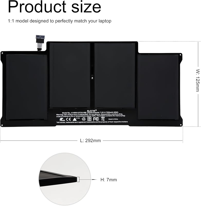 BLESYS A1466 Akkumulátor MacBook Air 13" Laptophoz - 7200mAh Lítium Polimer - Kompatibilis A1369/A1466 (2010-2017) Modellekkel - Szerszámokk