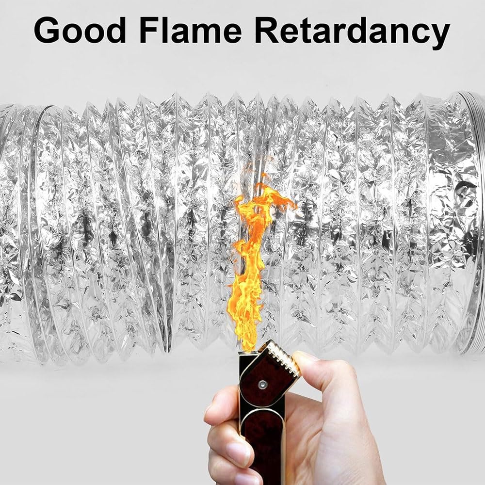 Manguera de conducto de aluminio flexible, tubo de ventilación impermeable para sistemas HVAC, disponible en múltiples longitudes
